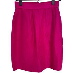 Vintage Nicoleta Hot Pink Women's Dupioni 100% Silk Pencil Skirt, Size 6, GUC